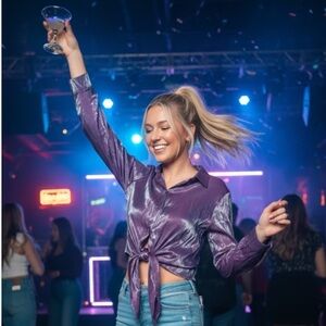 Milk & Honey Purple Iridescent Top - Size Small